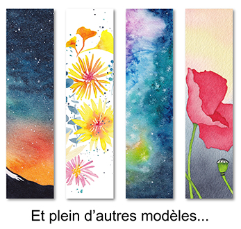 Quelques uns des marques pages aquarelle de CatMat